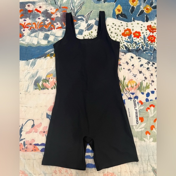 Girlfriend Collective Black Bike Unitard - Picture 1 of 3